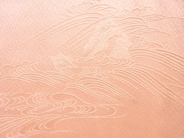  荒波模様織り出し一つ紋色無地着物